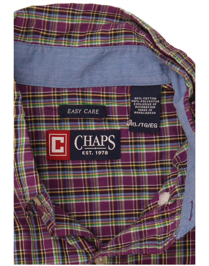 Chaps Herre Easy Care skjorte XL Lilla ternet bomuld