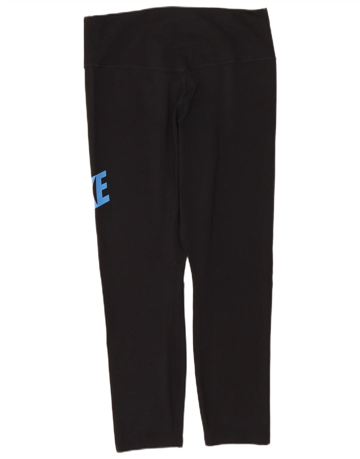 Nike Dame Dri Fit Grafiske Capri Leggings UK 12 Medium Sort Polyester