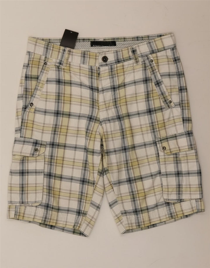 Angelo Litrico Herre Cargo Shorts IT 50 Large W34 Hvid ternet bomuld