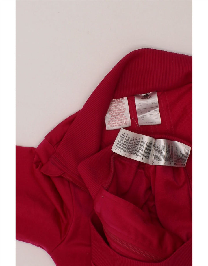 ADIDAS Girls Graphic Tracksuit Top Jacket 9-10 Years Pink Polyester Vintage Adidas and Second-Hand Adidas from Messina Hembry 