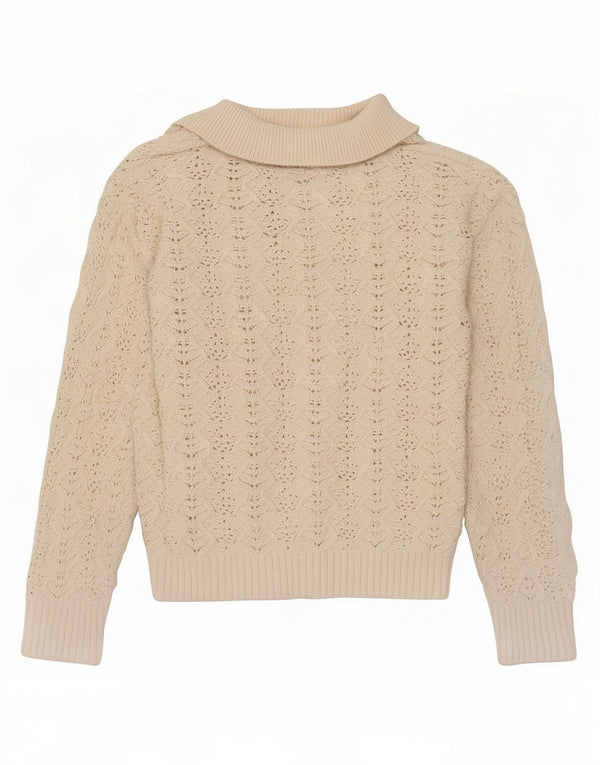 Marks & Spencer Dame Polo Neck Jumper Sweater UK 10 Small Beige Bomuld