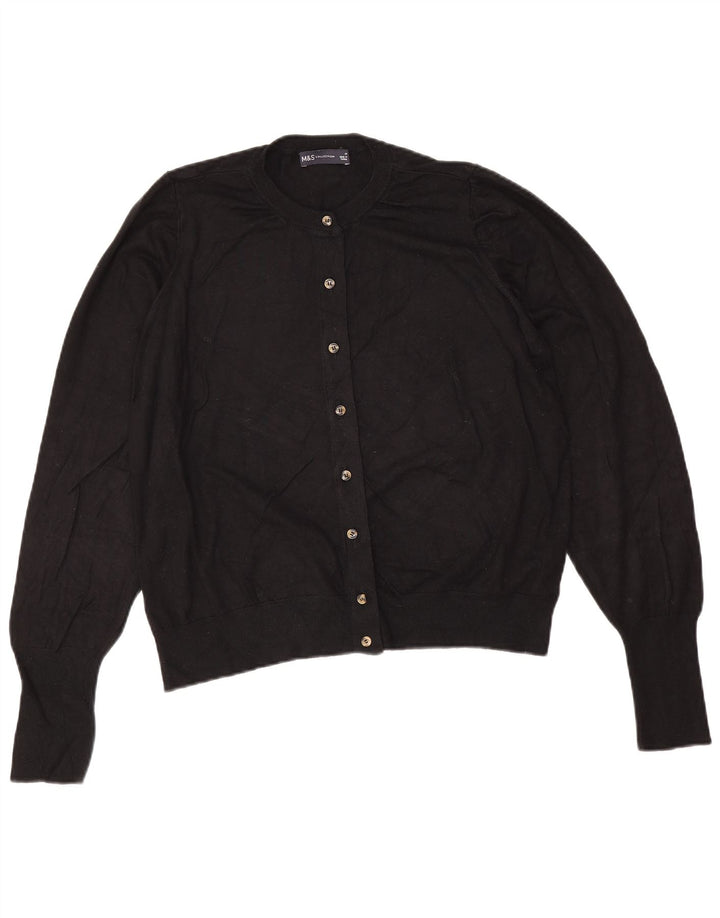Marks & Spencer Dame Cardigan Sweater UK 16 Large Black Viscose