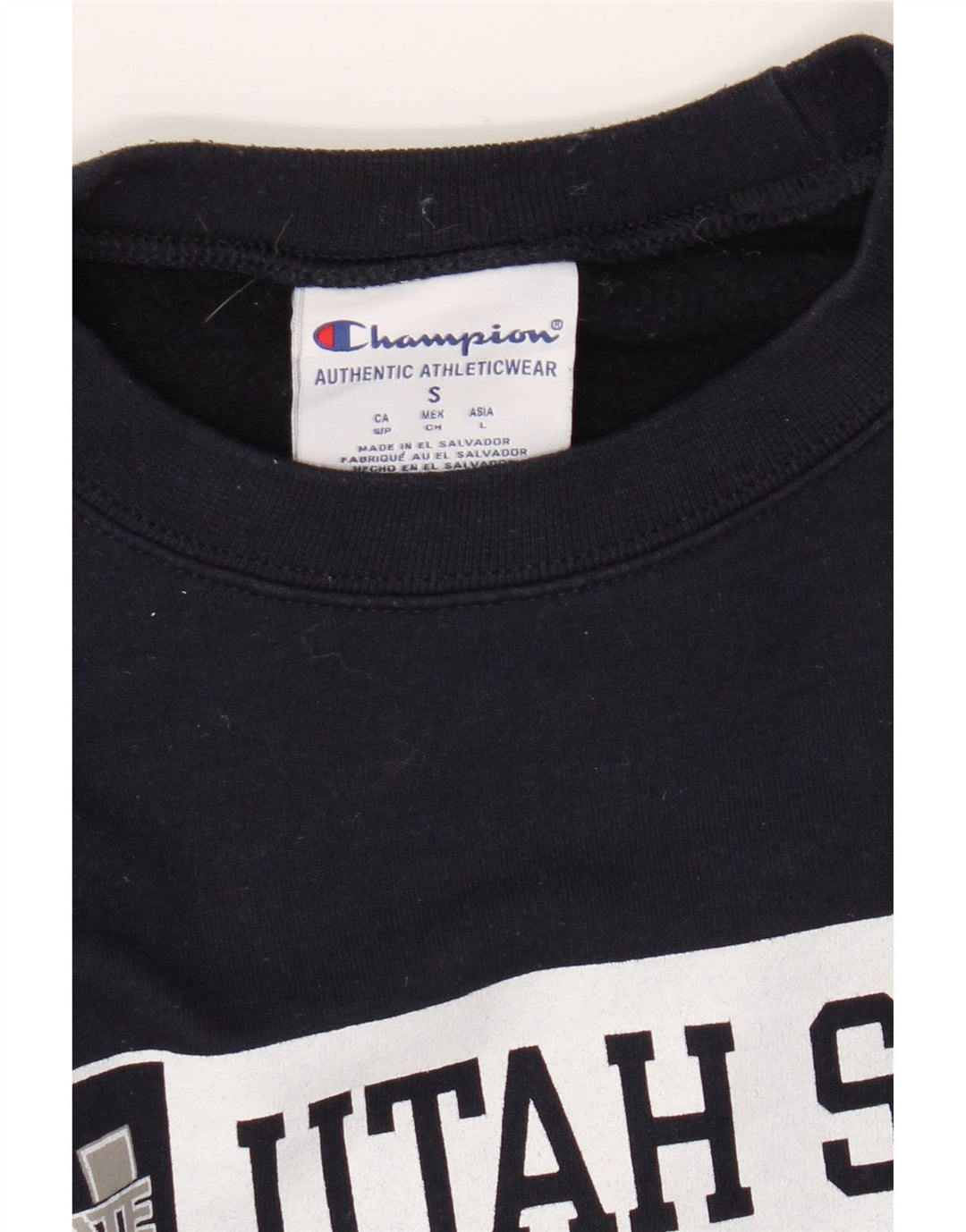 Champion Herre Utah Graphic Sweatshirt Jumper Small Navy Blue