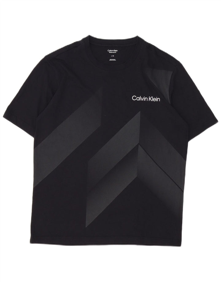 Calvin Klein Herre T-Shirt Top Stor Sort Geometrisk Bomuld