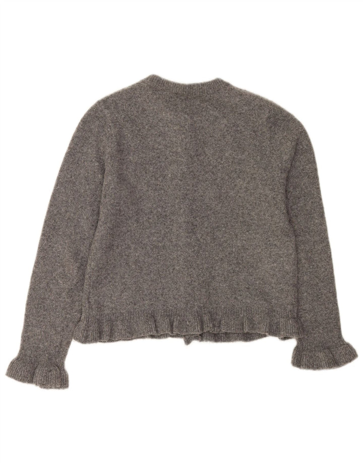 Zara Dame Cardigan Sweater UK 10 Small Grå Polyester