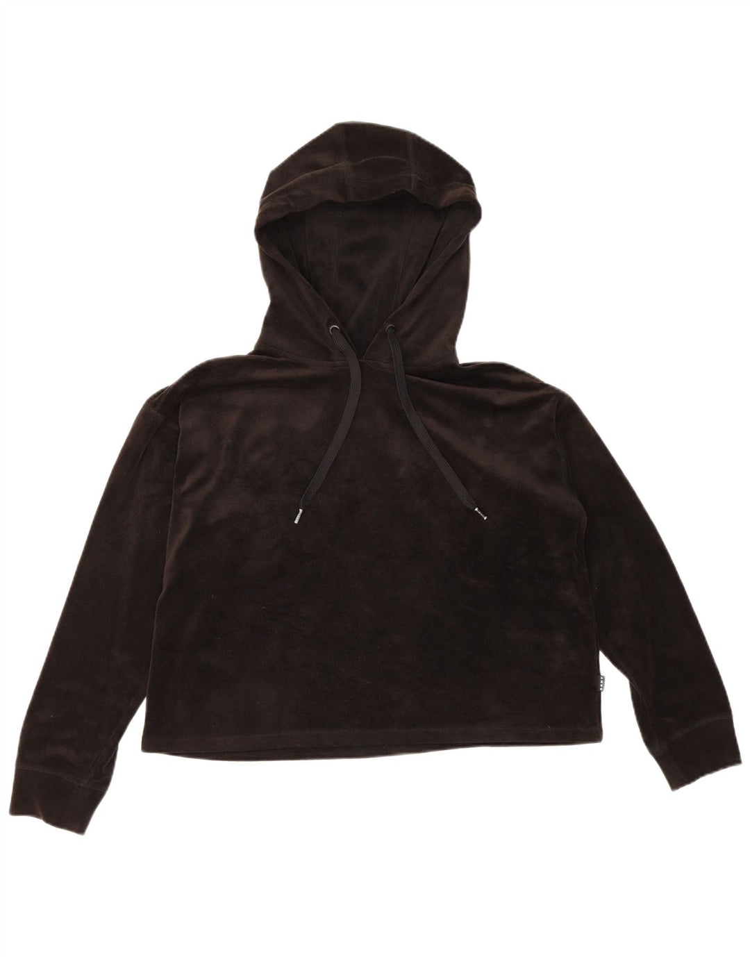 Dkny Womens Oversized Hooded Velour Top Langærmet UK 12 Medium Black
