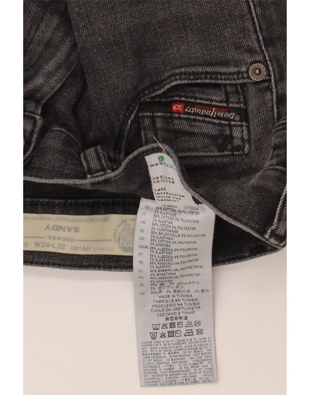 DIESEL Dame Sandy Regular Slim Fit Straight Jeans W24 L32 Grå Bomuld