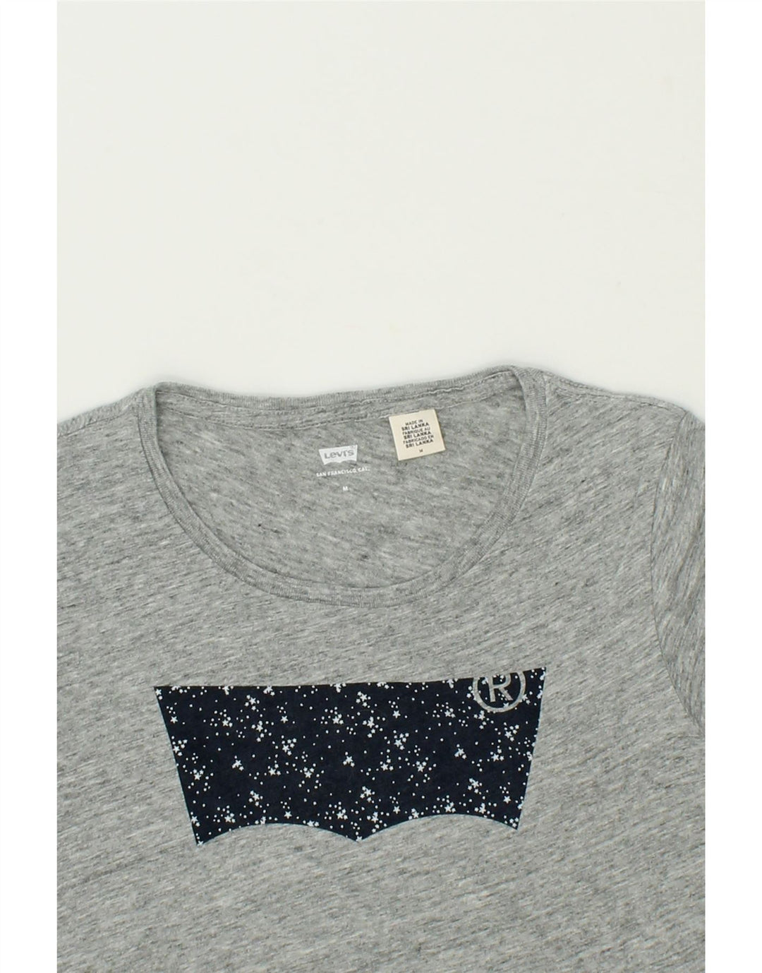 LEVI'S Womens Graphic T-Shirt Top UK 12 Medium Grey Vintage Levi's and Second-Hand Levi's from Messina Hembry 
