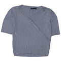 Marks & Spencer Dame Crop Bluse Top UK 12 Medium Blue Viscose
