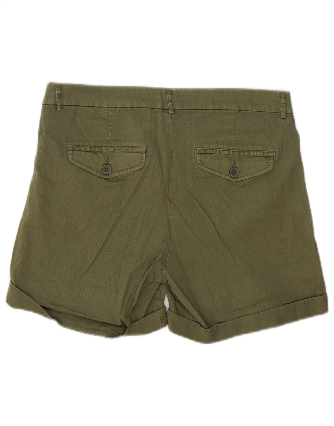 BENETTON Chino Shorts til kvinder UK 10 Small W30 Khaki Bomuld