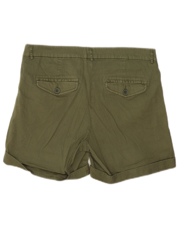 BENETTON Chino Shorts til kvinder UK 10 Small W30 Khaki Bomuld