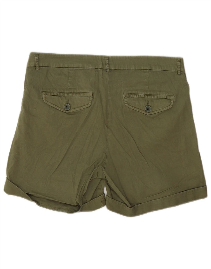 BENETTON Chino Shorts til kvinder UK 10 Small W30 Khaki Bomuld