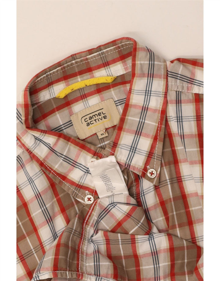 CAMEL ACTIVE Mens Short Sleeve Shirt XL Red Check Cotton