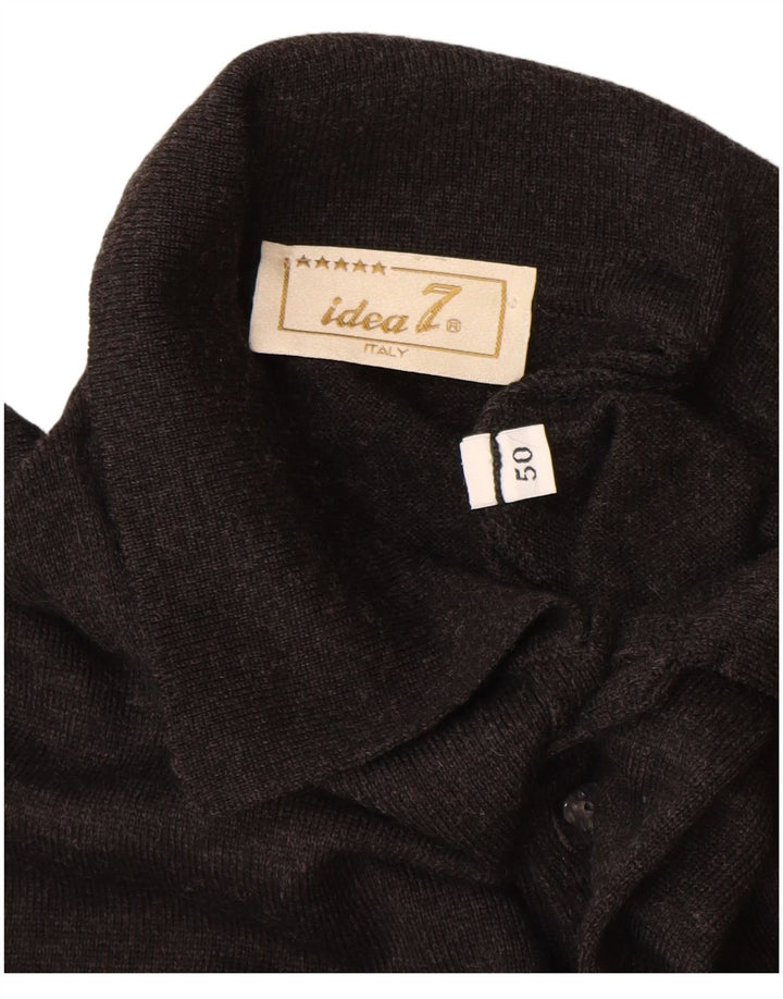 Idé Herre Polo Neck Jumper Sweater IT 50 Medium Grå Uld
