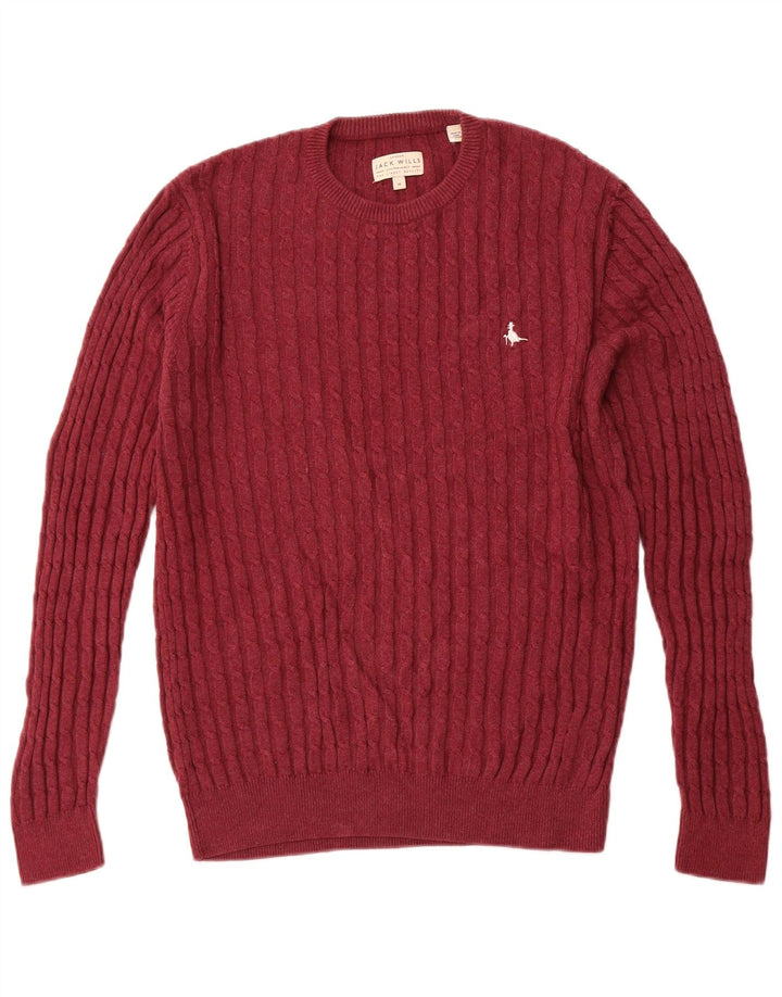 JACK WILLS Herre sweater med rund hals, medium rødbrun bomuld