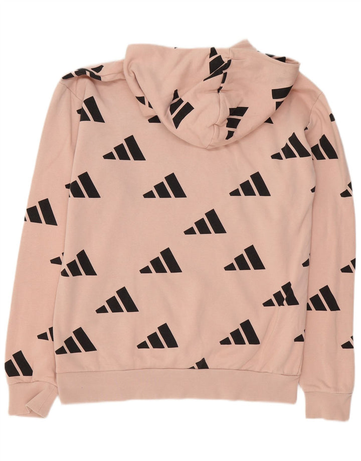 ADIDAS Mens Graphic Hoodie Jumper Medium Pink Cotton
