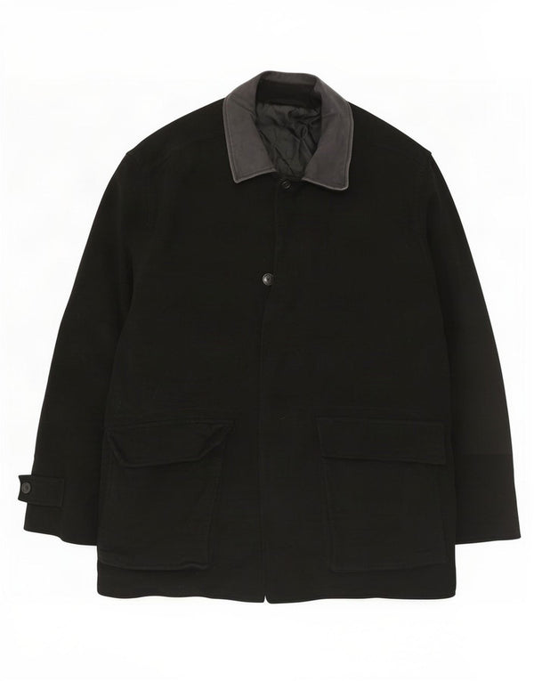 Marks & Spencer Herre Overfrakke UK 44 2XL Sort Bomuld