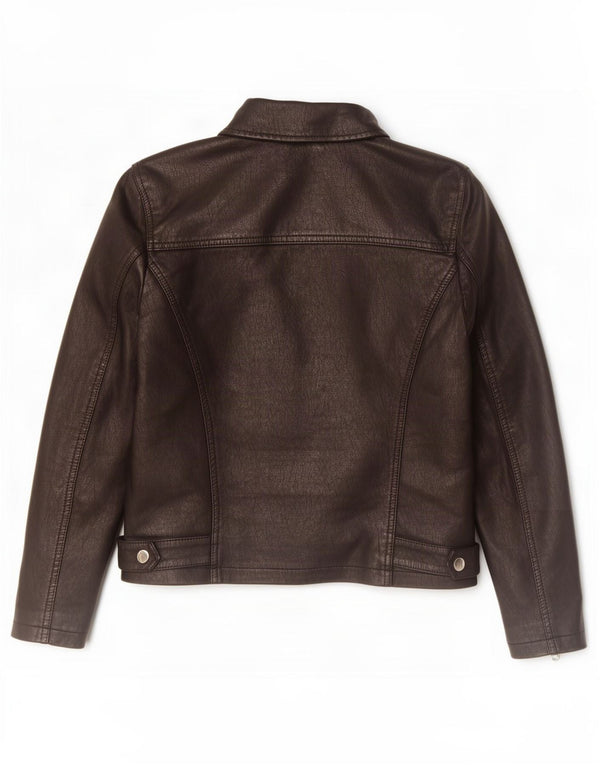 Topshop Dame imiteret læder Biker Jacket UK 8 Small Black Polyester