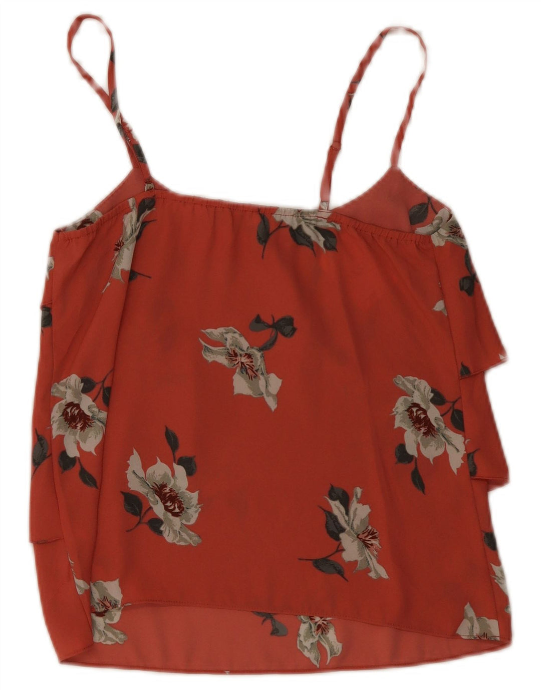 Oasis Dame Tiered Cami Top UK 8 Small Red Floral Polyester