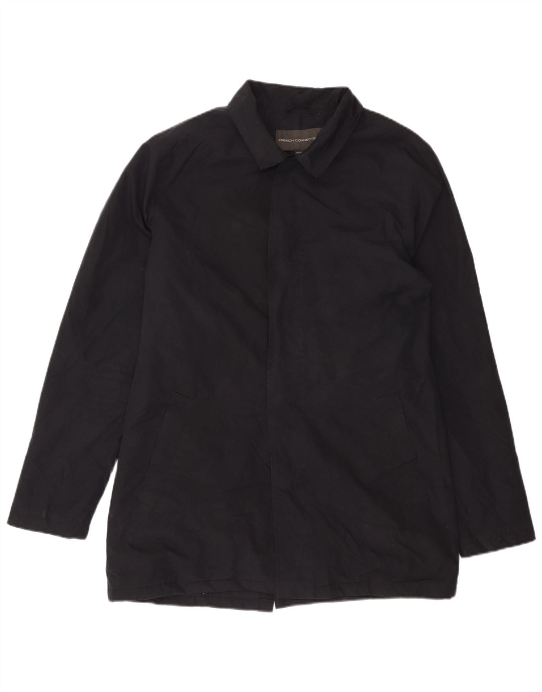French Connection Herre Overfrakke UK 40 Large Navy Blue Polyester