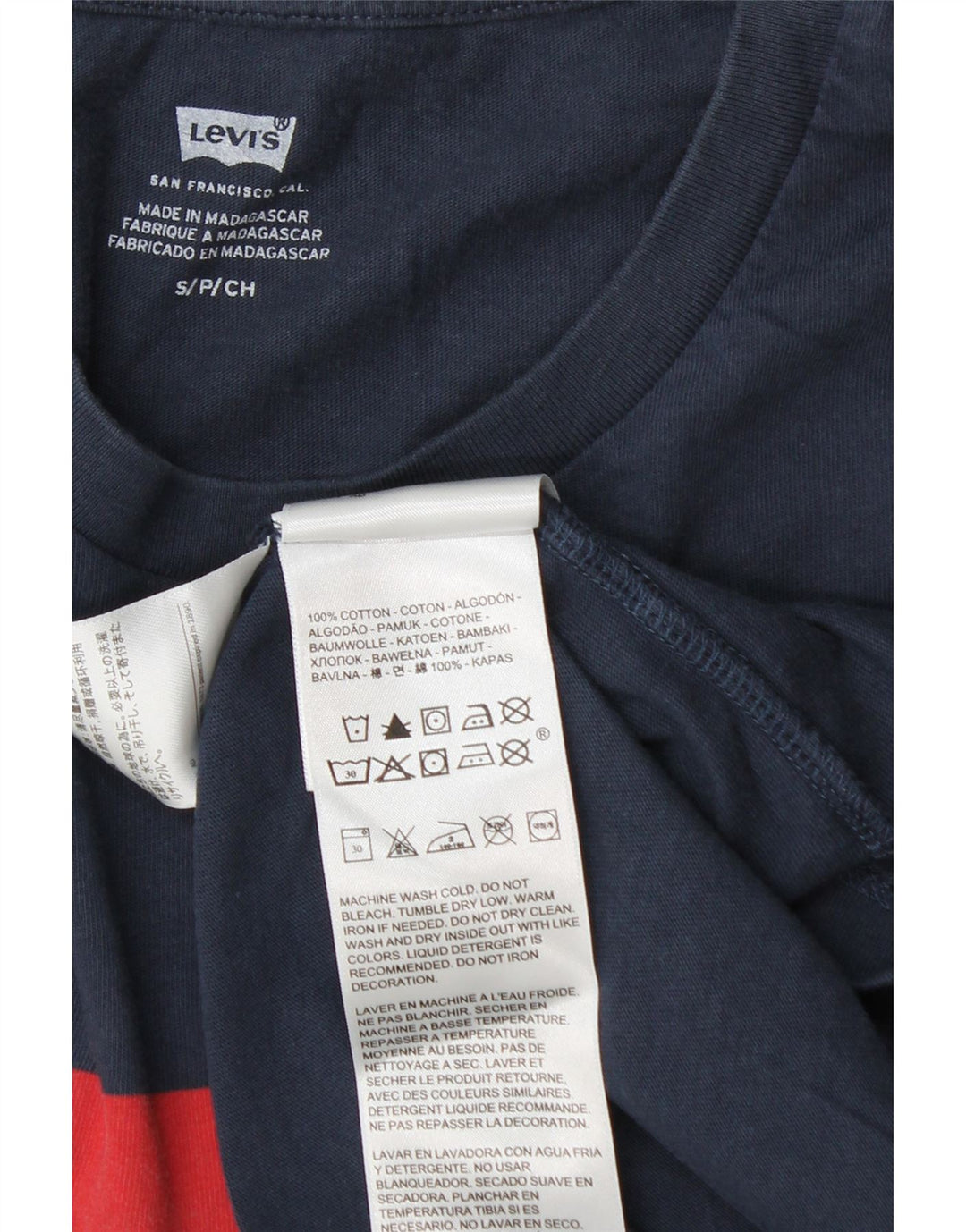 Levi's Grafisk T-shirt top til mænd, lille marineblå bomuld