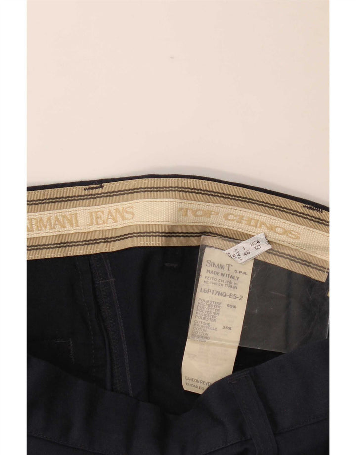 Armani Lige Chinobukser til mænd IT 46 Small W30 L30 Marineblå Polyester