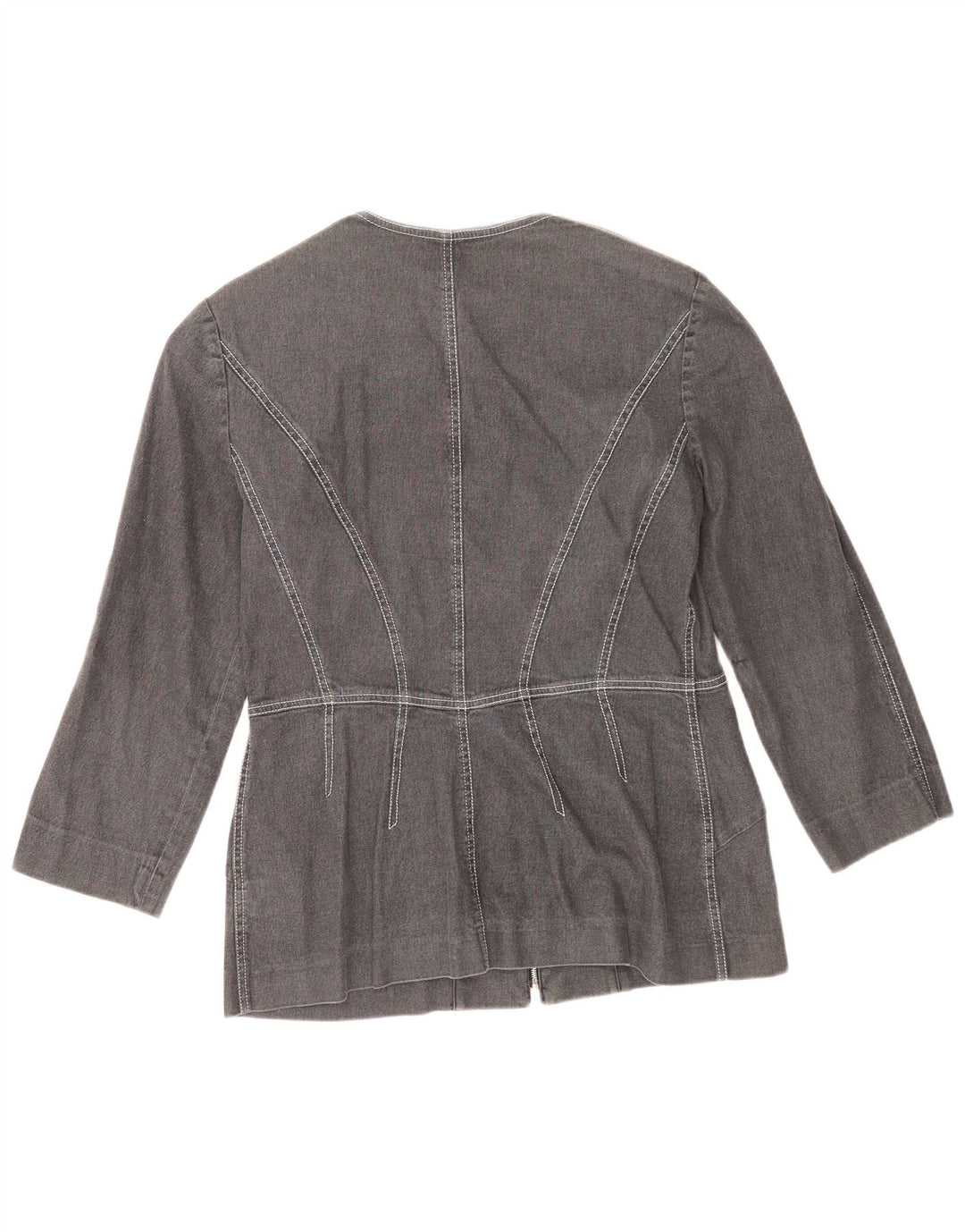 Alain Manoukian Dame Denim Blazer Jacket IT 44 Medium Grå Bomuld