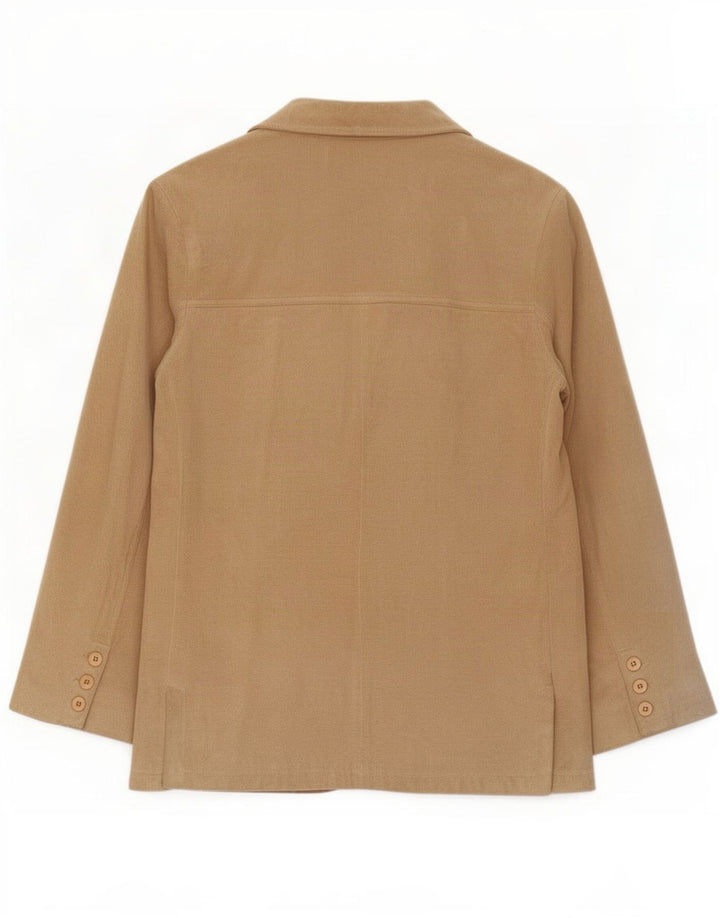 Vintage Dame 3-knaps Ruskind Blazer Jacket IT 44 Medium Beige Læder