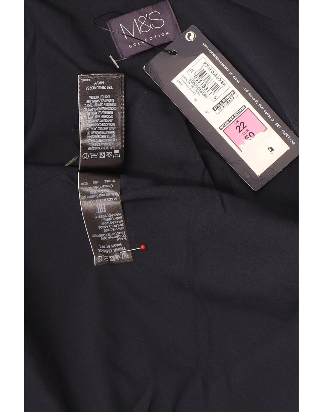 Marks & Spencer Dame 2-knaps blazerjakke UK 22 3XL Marineblå viskose