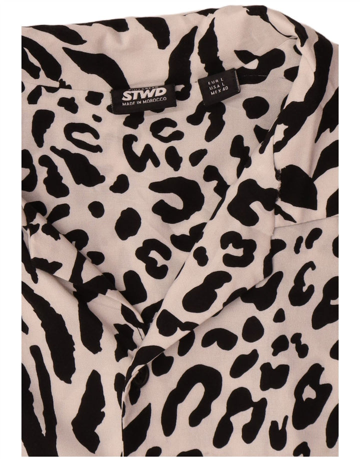 Pull & Bear Herre STWD kortærmet skjorte Stor hvid dyreprint viscose