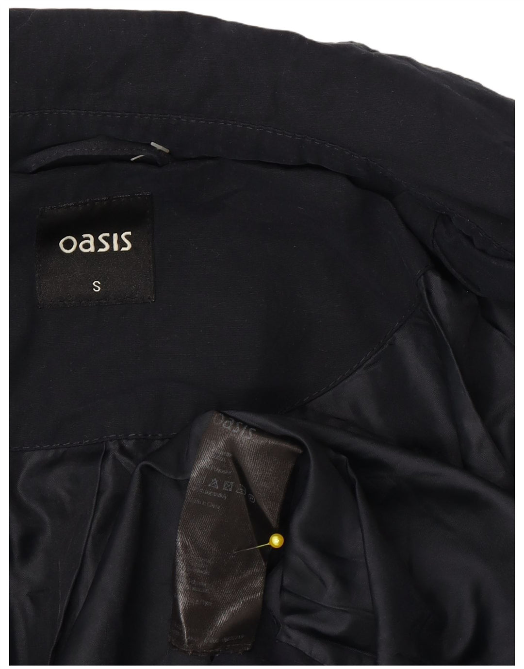 Oasis Dame Oversized Military Jacket UK 10 Small Navy Blue Polyester