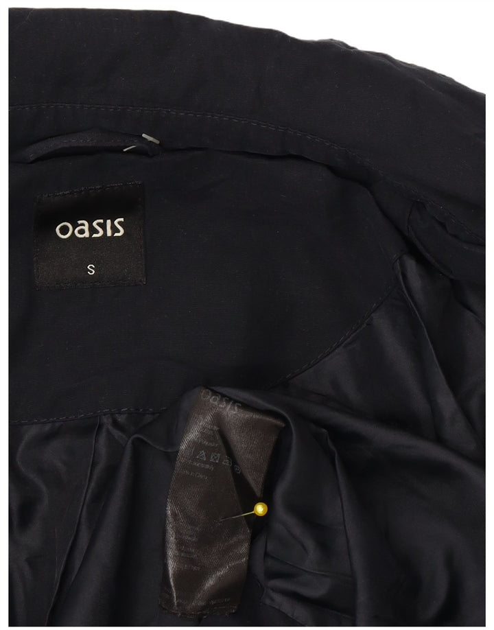 Oasis Dame Oversized Military Jacket UK 10 Small Navy Blue Polyester