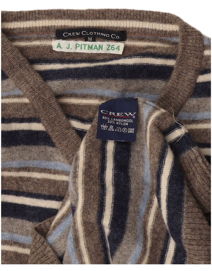 Besætningstøj Herre V-hals sweater mellem grå stribet uld