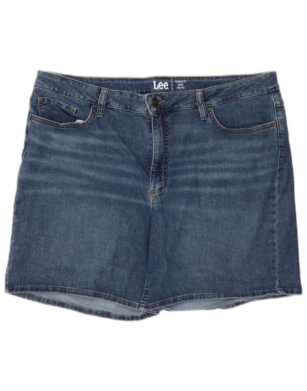LEE denimshorts med normal pasform til kvinder i mellemhøj højde US 20 3XL W40 blå bomuld