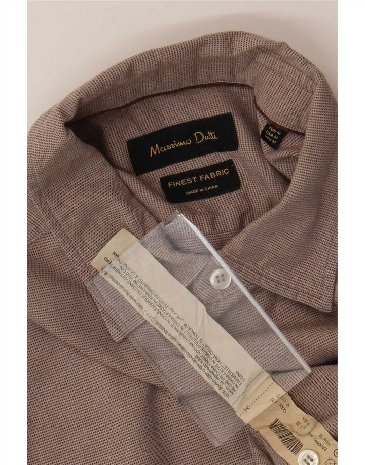 Massimo Dutti herreskjorte medium brun nålestribet bomuld