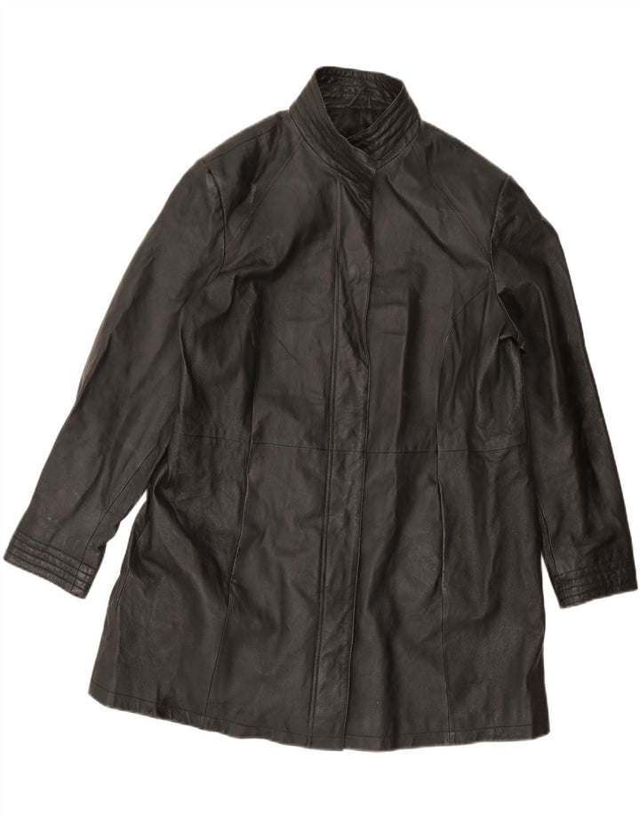 VINTAGE Womens Leather Coat UK 16 Large Black Vintage Vintage and Second-Hand Vintage from Messina Hembry 
