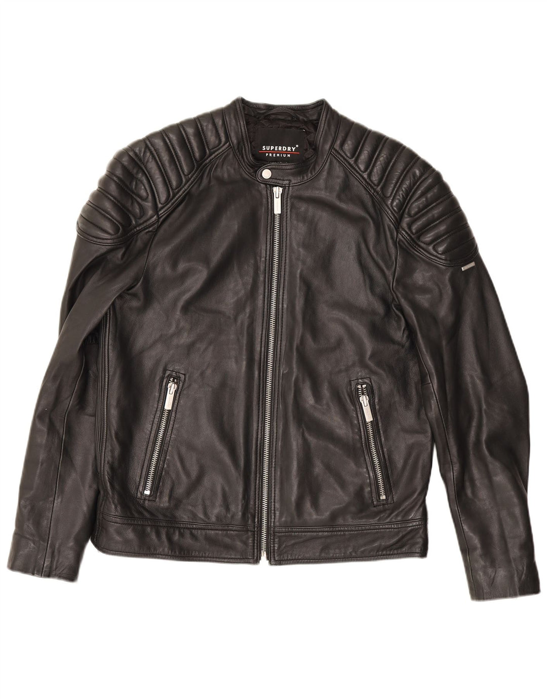 Superdry Biker-jakke i læder til mænd UK 42 XL Sort
