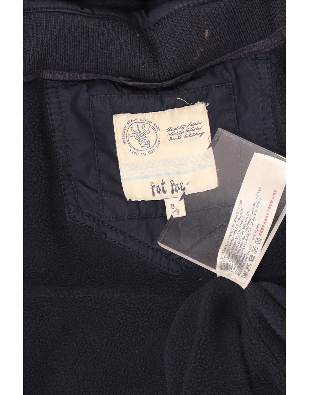 FAT FACE drenge hætte polstret 7-8 år marineblå bomuld