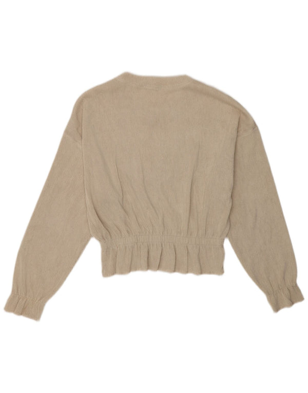 Zara Dame Oversized Top Langærmet UK 10 Small Beige Polyester