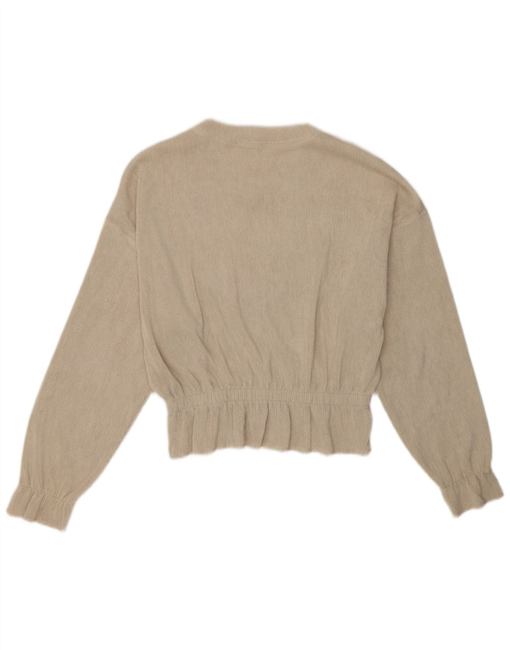 Zara Dame Oversized Top Langærmet UK 10 Small Beige Polyester