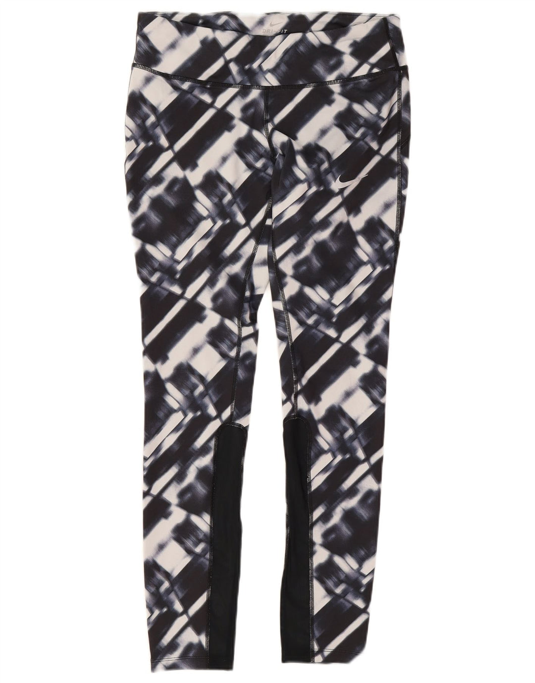 Nike Dame Dri Fit Leggings UK 12 Medium Marineblå Geometrisk Polyester