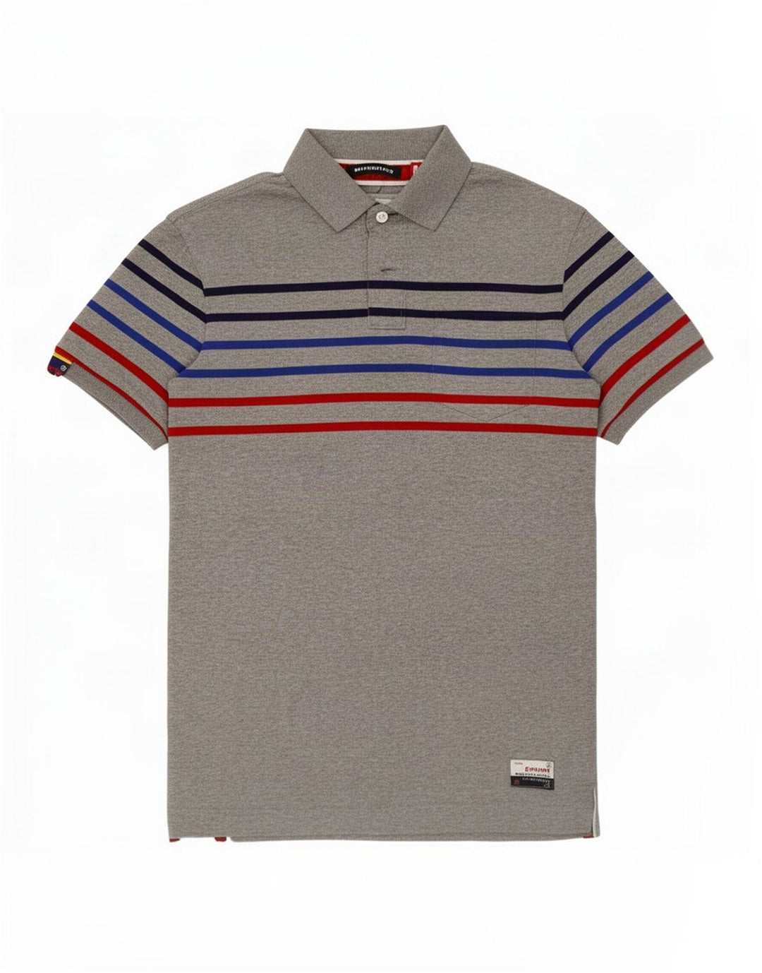 Superdry herre poloshirt mellemgrå stribet bomuld