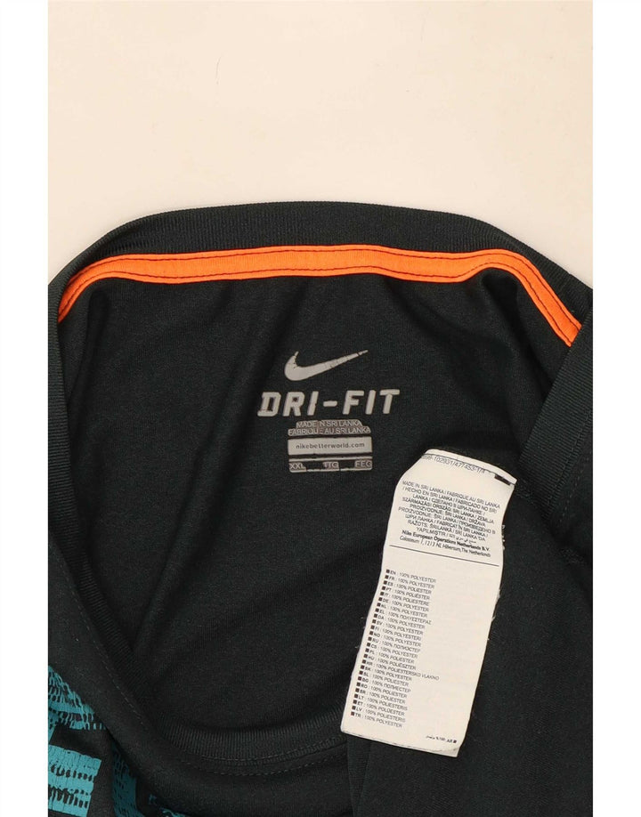 Nike grafisk T-shirt top til mænd 2XL Grøn polyester