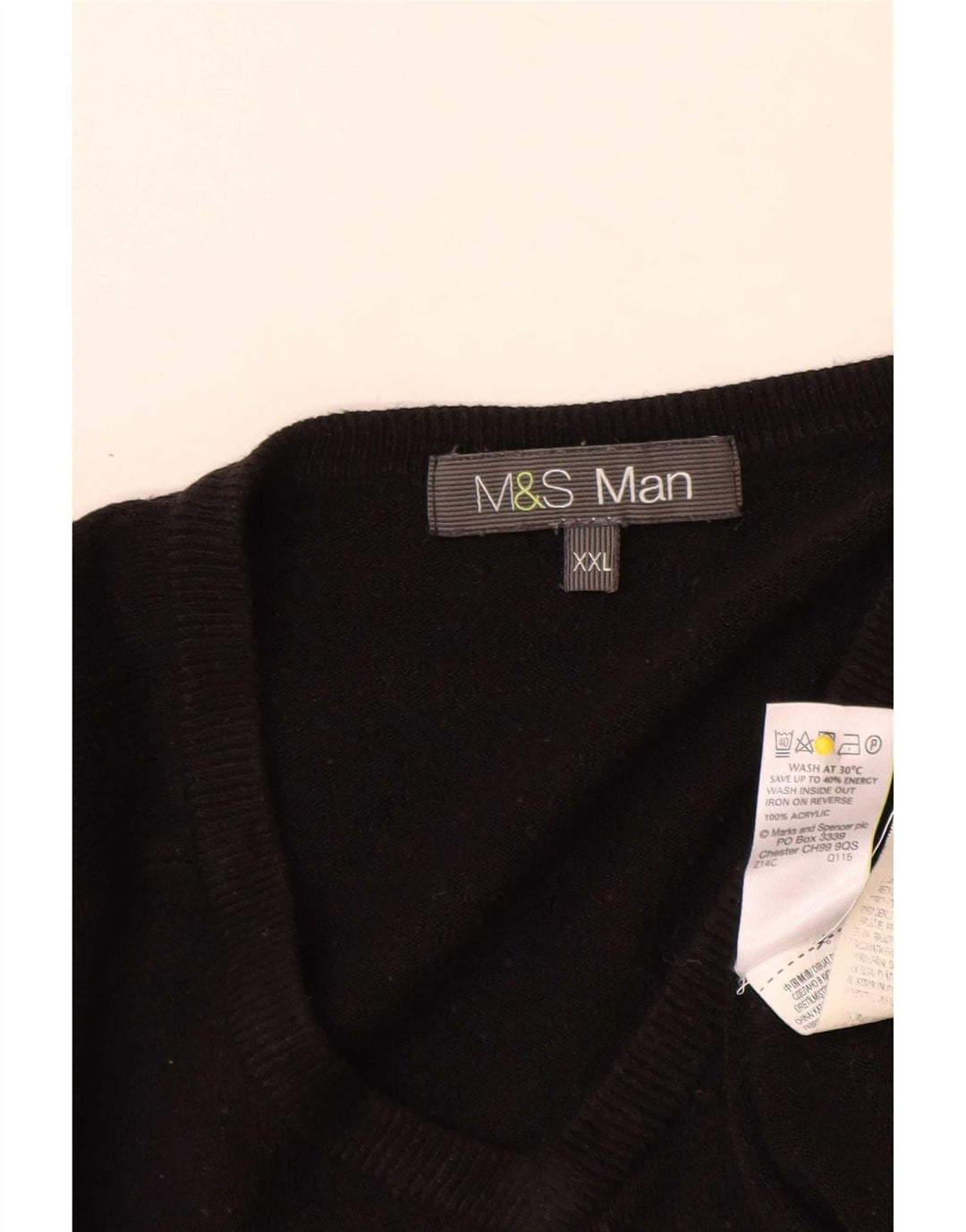 Marks & Spencer Herre V-hals sweater 2XL sort akryl