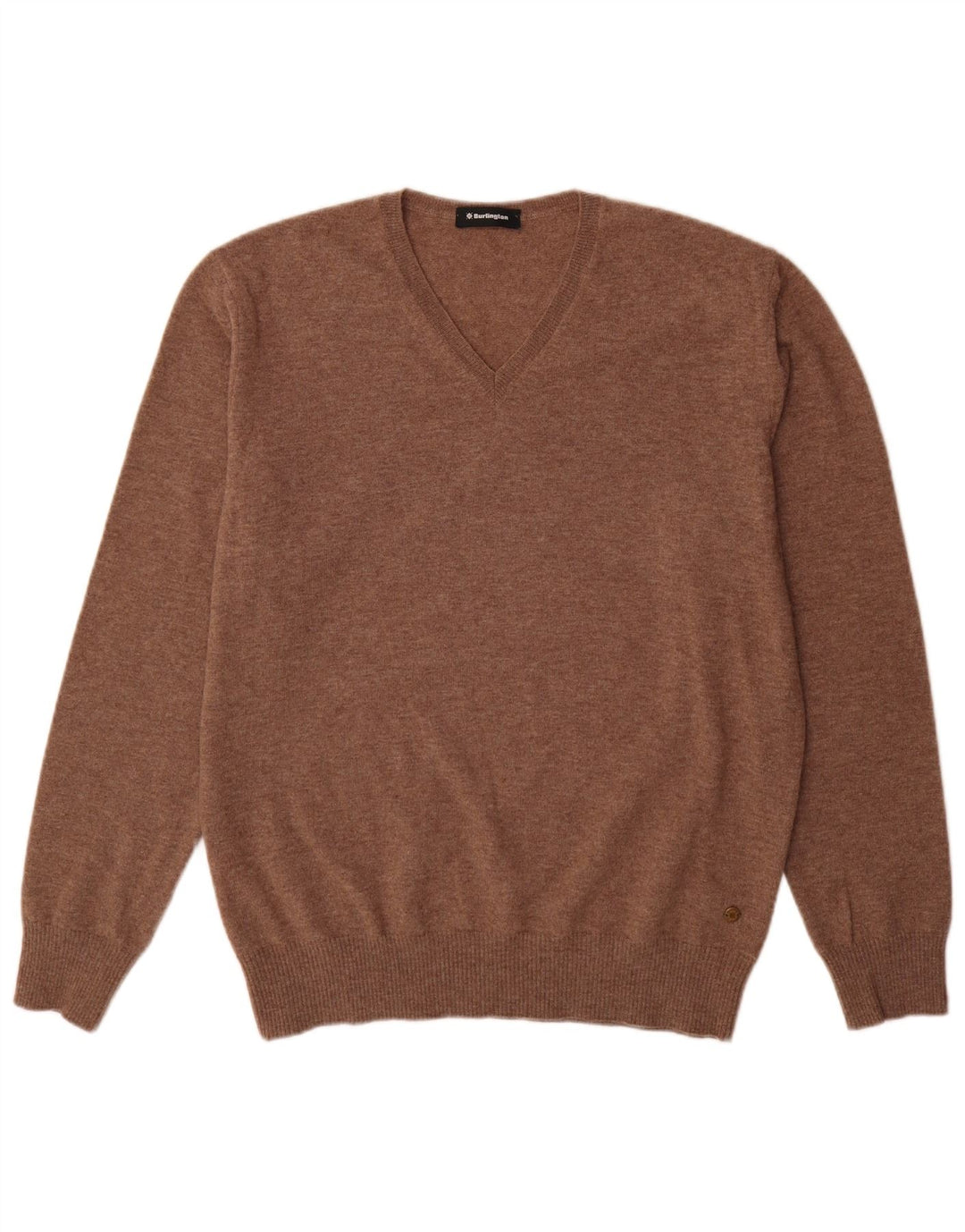 Burlington Herre V-hals sweater Stor Brun Virgin Wool
