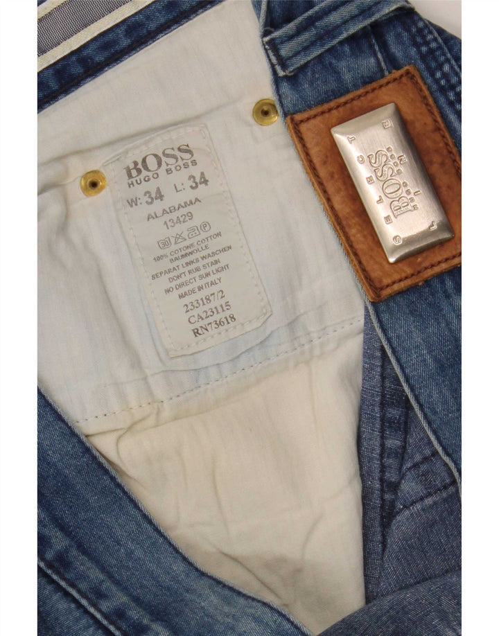 Hugo Boss Straight Jeans til mænd W34 L28 Blå Bomuld