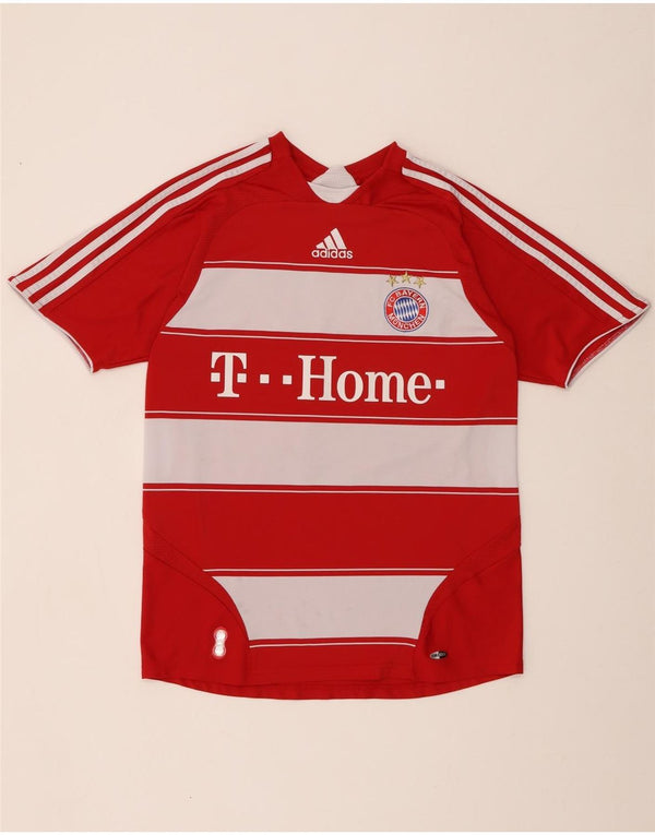 ADIDAS Boys FC Bayern Munchen grafisk T-shirt top 15-16 år rødstribet