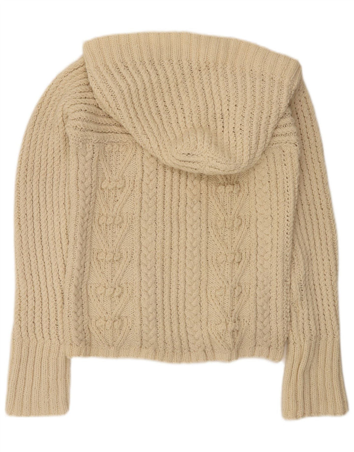 Vintage sweater med hætte til kvinder UK 14 Medium Beige
