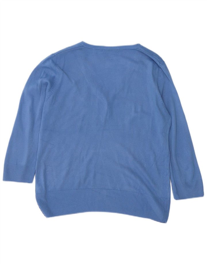 MARKS & SPENCER Womens V-Neck Jumper Sweater UK 16 Large  Blue Acrylic