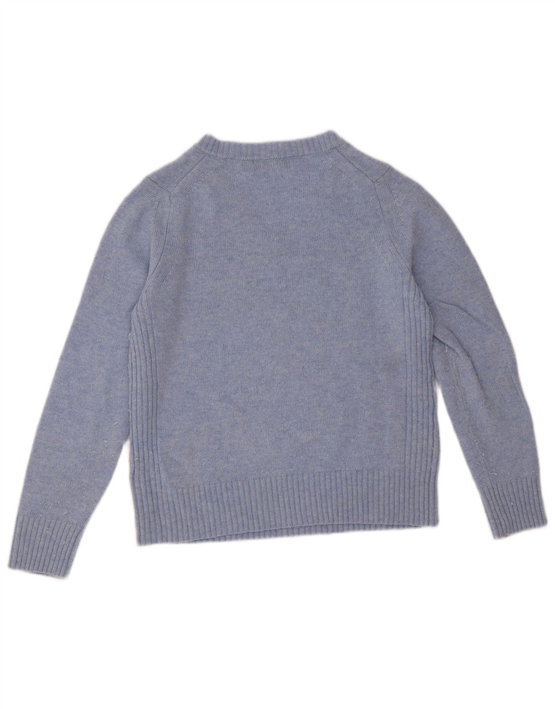 Marks & Spencer Dame V-hals sweater UK 12 Medium Blue Lambswool